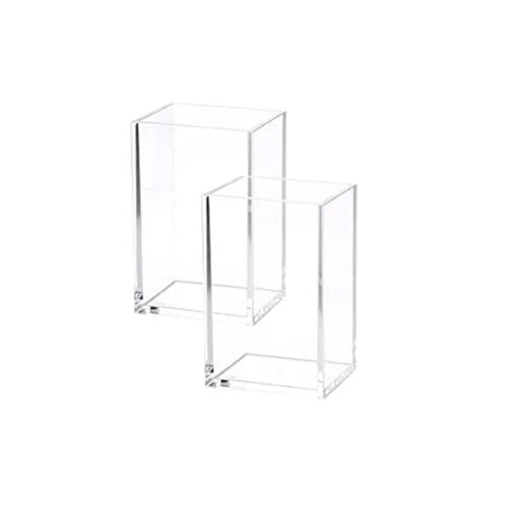 Clear Acrylic Pen Holder Pencil Cup Makeup Brush Holder Desk Organizer 2 Pack